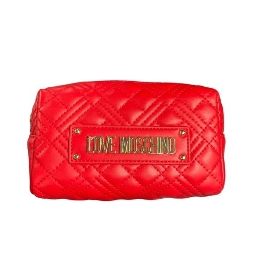 Love Moschino Women's Logo Plate Clutch Handbag Quilted bag